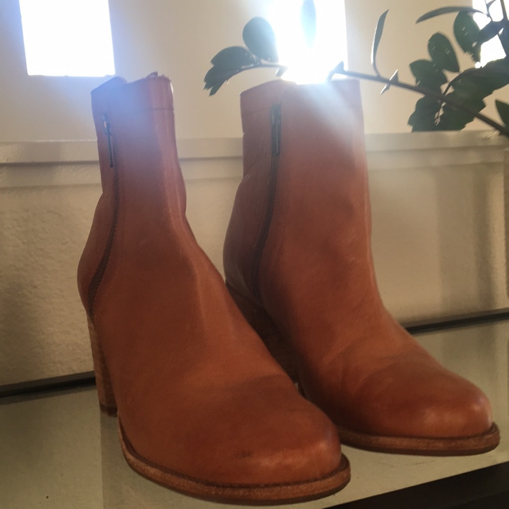 Tan Frye Booties, 3” Heel barely worn
